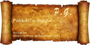 Patkós Gyula névjegykártya