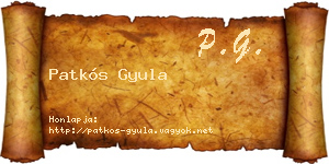 Patkós Gyula névjegykártya